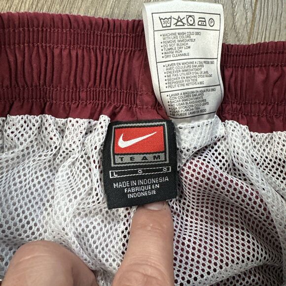 Y2K Nike Maroon White Full Side Zip Off Track Pants Swishy Mens Large - Picture 6 of 7